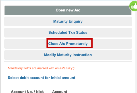 SBI FD closed Premature